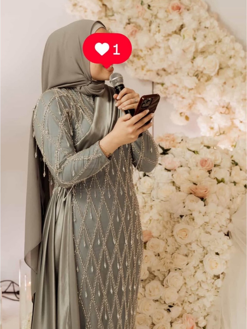 Embellished Modest Maxi Dress in Sage Green
